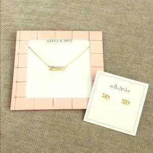 Stella&Dot XOXO Gold Pairing Necklace & Earrings